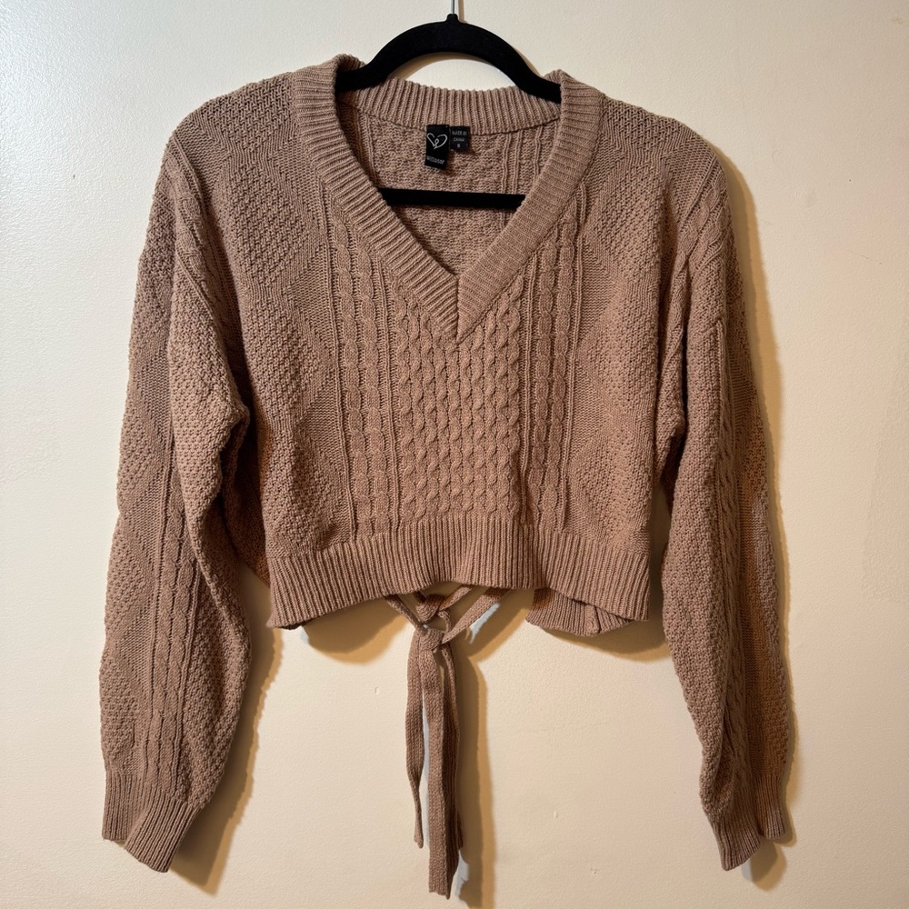 Windsor Women’s V-Neck Knit Sweater - Tan/Size:S